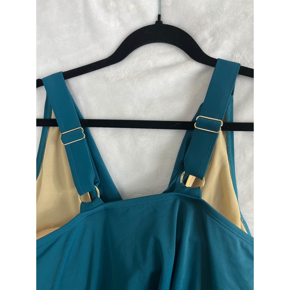Kim Gravel Swimsuits For All One Piece Women 20W Teal Wrap Front Ruched - Picture 11 of 12